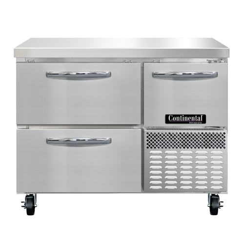 Continental Refrigerator RA43N-D Refrigerated Base Worktop Unit 43 inch Stainless Steel Flat Work Top