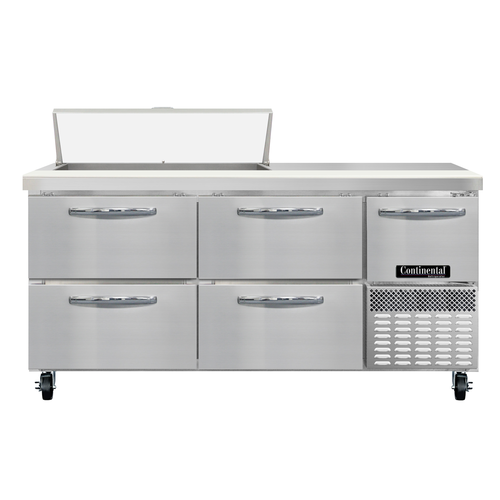 Continental Refrigerator RA68N10-D Refrigerated Base Sandwich Unit 68 inch 300 Series Stainless Steel Top