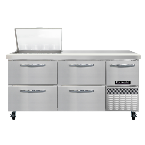 Continental Refrigerator RA68N12M-D Refrigerated Base Sandwich Unit 68 inch 300 Series Stainless Steel Top