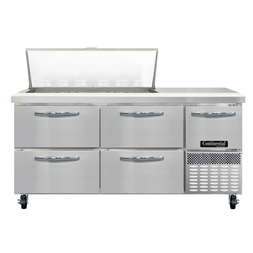 Continental Refrigerator RA68N18M-D Refrigerated Base Sandwich Unit 68 inch 300 Series Stainless Steel Top