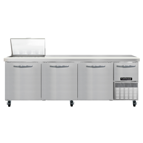 Continental Refrigerator RA93N12M Refrigerated Base Sandwich Unit 93 inch 300 Series Stainless Steel Top