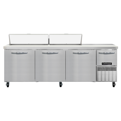 Continental Refrigerator RA93N18 Refrigerated Base Sandwich Unit 93 inch 300 Series Stainless Steel Top