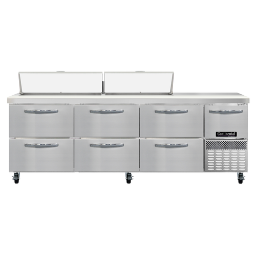 Continental Refrigerator RA93N18-D Refrigerated Base Sandwich Unit 93 inch 300 Series Stainless Steel Top
