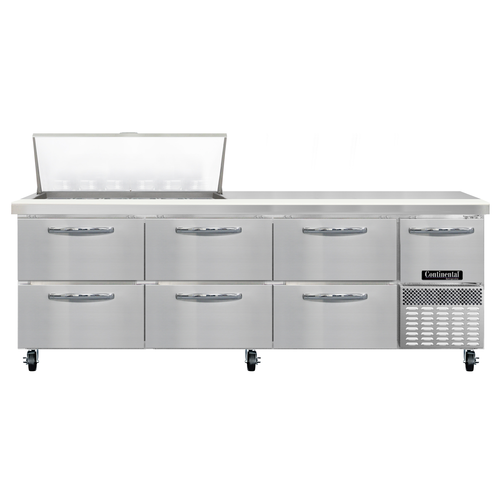 Continental Refrigerator RA93N18M-D Refrigerated Base Sandwich Unit 93 inch 300 Series Stainless Steel Top