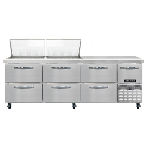 Continental Refrigerator RA93N24M-D Refrigerated Base Sandwich Unit 93 inch 300 Series Stainless Steel Top