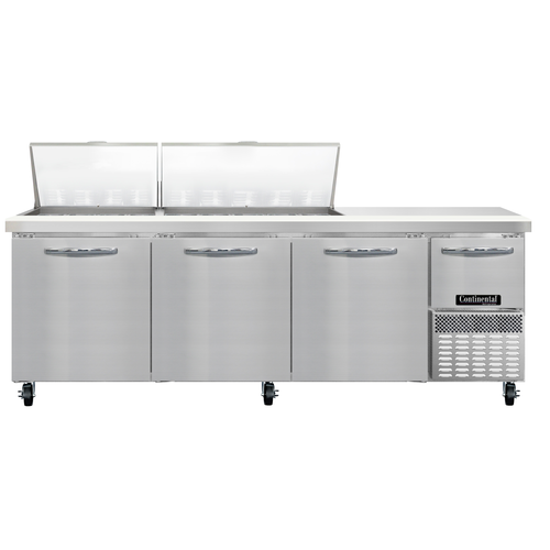 Continental Refrigerator RA93N27M Refrigerated Base Sandwich Unit 93 inch 300 Series Stainless Steel Top