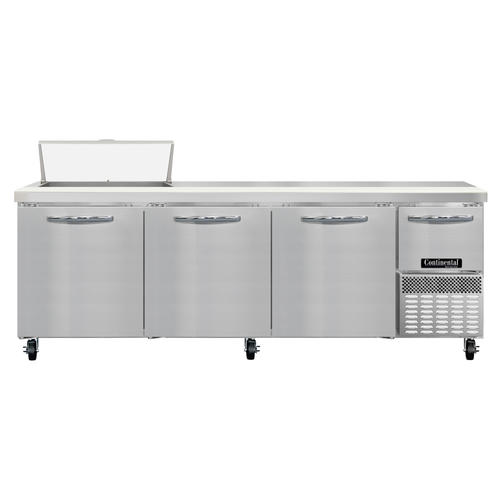 Continental Refrigerator RA93N8 Refrigerated Base Sandwich Unit 93 inch 300 Series Stainless Steel Top