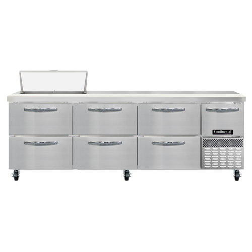 Continental Refrigerator RA93N8-D Refrigerated Base Sandwich Unit 93 inch 300 Series Stainless Steel Top with 8 Pans