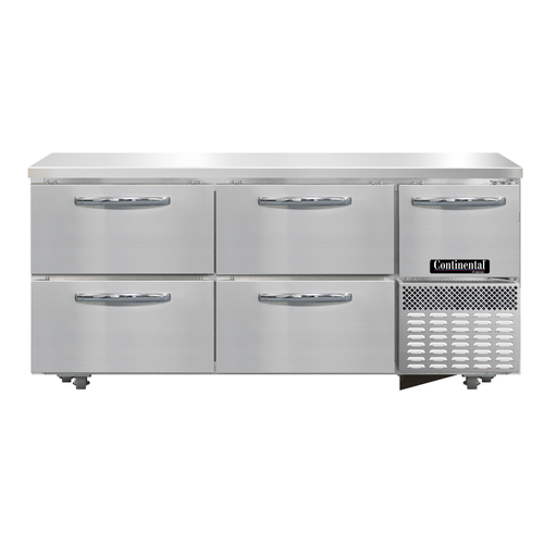 Continental Refrigerator FA68N-U-D Undercounter Freezer Base 68W Stainless Steel 4 Drawers Half Door Electronic Control