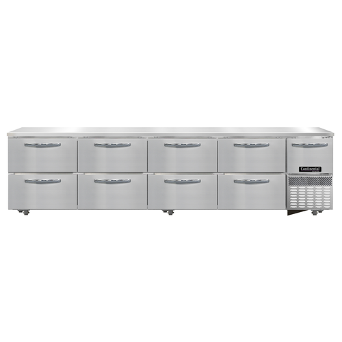 Continental Refrigerator RA118N-U-D Undercounter Refrigerated Base 118W Stainless Steel 8 Drawers 1 Door