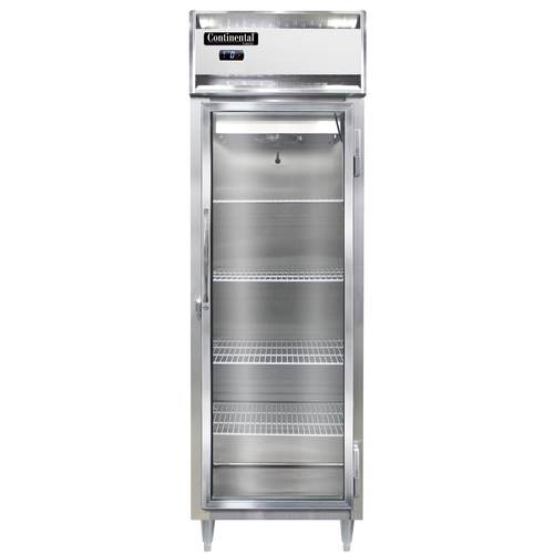 Continental Refrigerator D1FNSAGD Designer Line Freezer One Section Self Contained Stainless Steel Full Height Glass Door