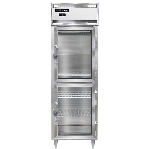 Continental Refrigerator D1FNSAGDHD Designer Line Freezer One Section Stainless Steel Half Height Glass Doors