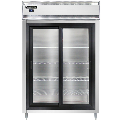 Continental Refrigerator D2RSNSSSGD Designer Line Refrigerator Two Section Stainless Steel Sliding Glass Doors