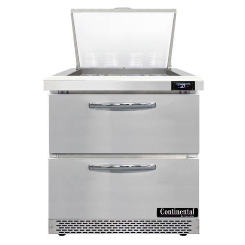 Continental Refrigerator D32N12M-FB-D Designer Line Mighty Top Sandwich Unit 32 Inch Stainless Steel 1 Section