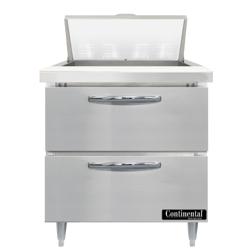Continental Refrigerator D32N8-D Designer Line Sandwich Unit 32 inch with 8 pan capacity and stainless steel construction