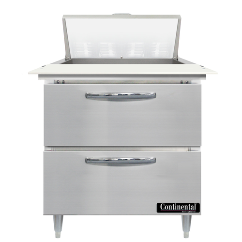 Continental Refrigerator D32N8C-D Designer Line Sandwich Unit 32 inch with 8 Pan Capacity and Stainless Steel Finish