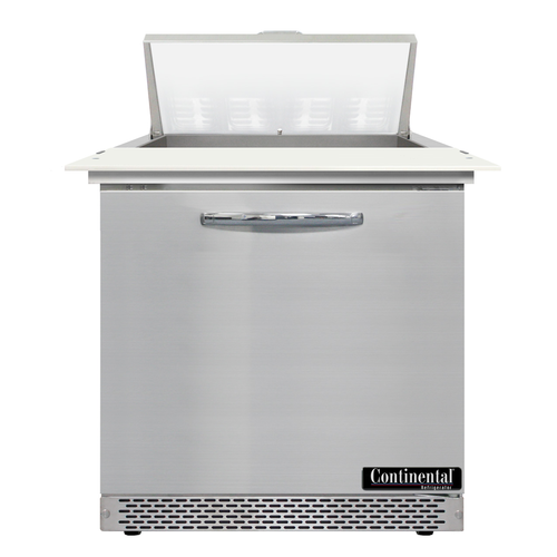 Continental Refrigerator D32N8C-FB Designer Line Sandwich Unit Front Breather 32 inch with 8 Pans and Cutting Board
