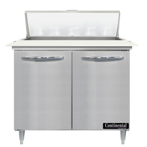 Continental Refrigerator D36N10C Designer Line Sandwich Unit 36W Two Section with 10 Pans and Stainless Steel Finish