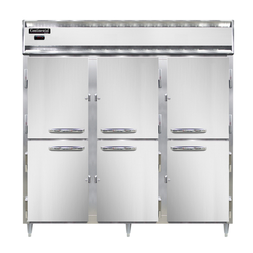 Continental Refrigerator DL3W-SA-HD Designer Line Heated Cabinet Reach In Three Section 72 Cu Ft Capacity Stainless Steel