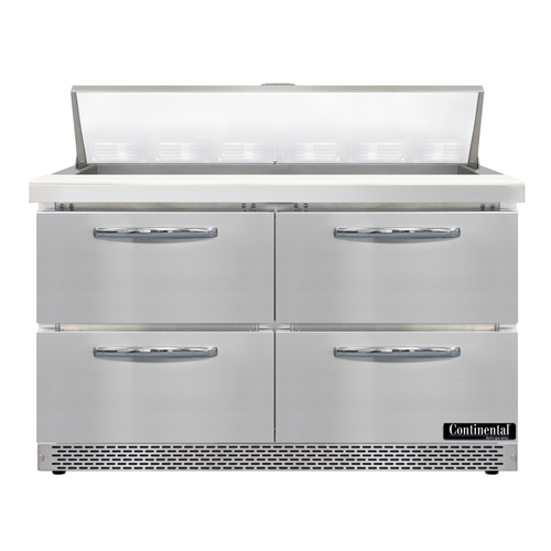 Continental Refrigerator D48N12-FB-D Designer Line Sandwich Unit Front Breather 48 inch with 12 pan capacity