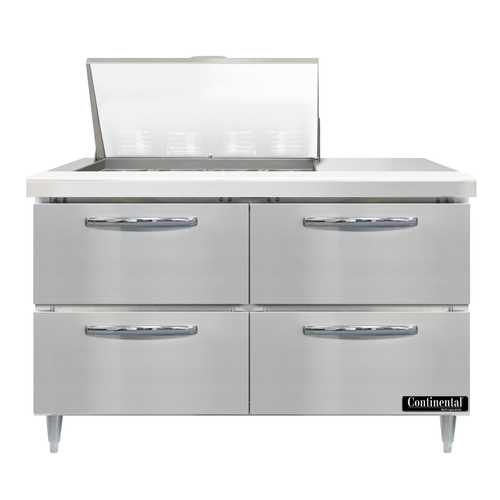 Continental Refrigerator D48N12M-D Designer Line Mighty Top Sandwich Unit 48 inch with 4 drawers and stainless steel top