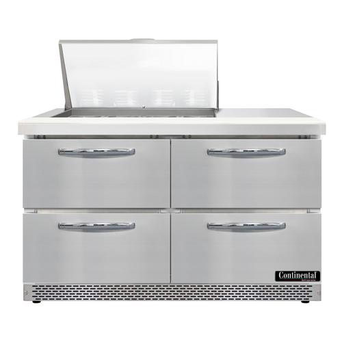 Continental Refrigerator D48N12M-FB-D Designer Line Mighty Top Sandwich Unit 48 inch Front Breather Stainless Steel