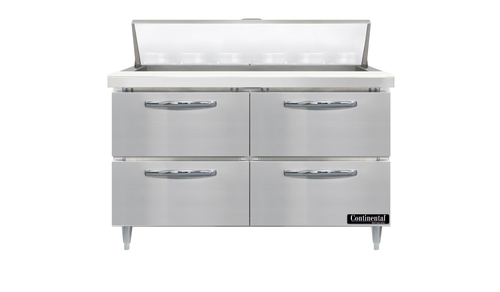 Continental Refrigerator D48N18M-D Designer Line Mighty Top Sandwich Unit 48 inch with 4 drawers and stainless steel top