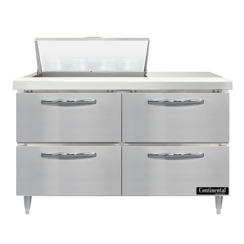 Continental Refrigerator D48N8-D Designer Line Sandwich Unit 48 inch with 8 Pan Capacity and 4 Drawers