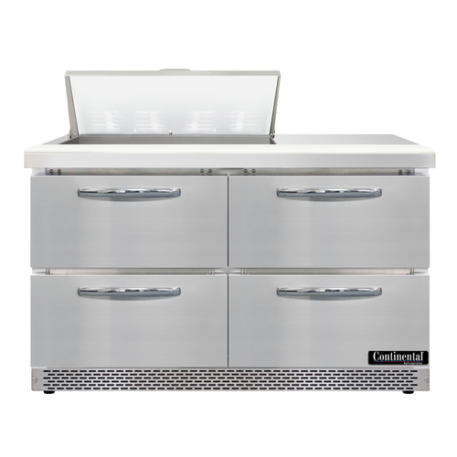 Continental Refrigerator D48N8-FB-D Designer Line Sandwich Unit Front Breather 48 inch with 4 Drawers and Pans