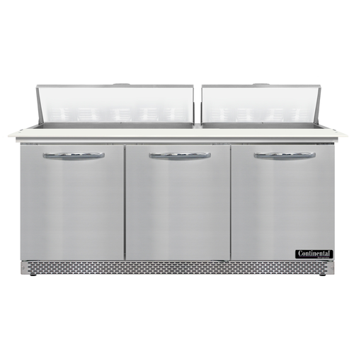 Continental Refrigerator D72N18C-FB Designer Line Sandwich Unit 72 inch Front Breather Stainless Steel 3 Section