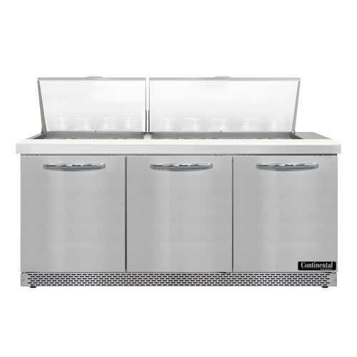 Continental Refrigerator D72N27M-FB Designer Line Mighty Top Sandwich Unit 72 inch Front Breather Stainless Steel
