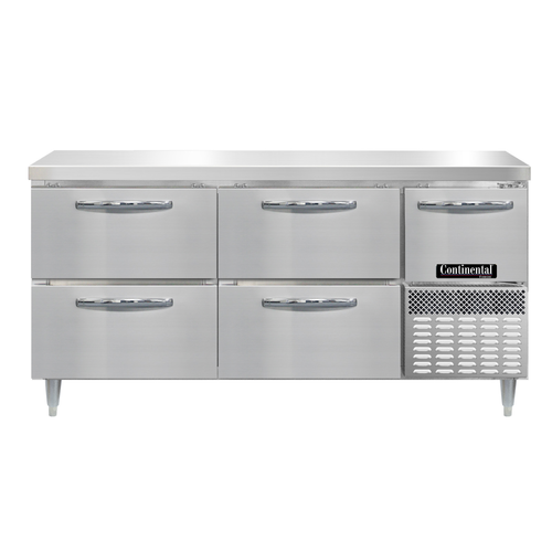 Continental Refrigerator DFA68NSS-D Designer Line Freezer Base Worktop Unit 68W Stainless Steel 4 Drawers 1 Door