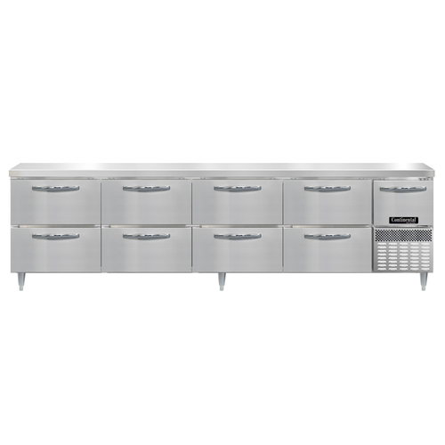 Continental Refrigerator DRA118NSS-D Designer Line Refrigerated Base Worktop Unit 118W Stainless Steel 8 Drawers