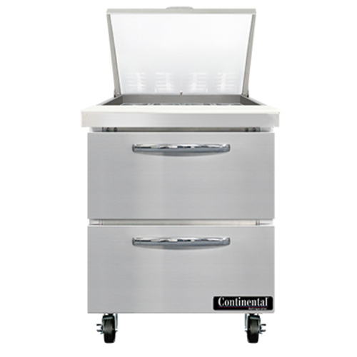 Continental Refrigerator SW27N12M-D Mighty Top Sandwich Unit 27 inch 74 cu ft capacity with drawers and stainless steel top