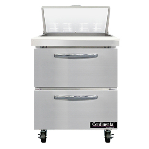 Continental Refrigerator SW27N8-D Sandwich Unit 27W 74 cu ft capacity with drawers and stainless steel top