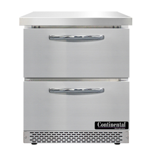 Continental Refrigerator SW27N-FB-D Work Top Refrigerator 27 inch 7.4 cu ft Stainless Steel with Drawers