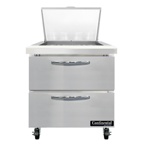 Continental Refrigerator SW32N12M-D Mighty Top Sandwich Unit 32W 9 cu ft capacity with drawers and stainless steel top