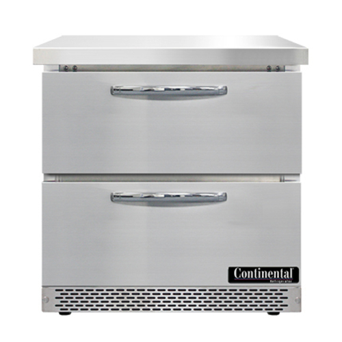 Continental Refrigerator SW32N-FB-D Work Top Refrigerator Front Breather 32W 9 cu ft Capacity Stainless Steel