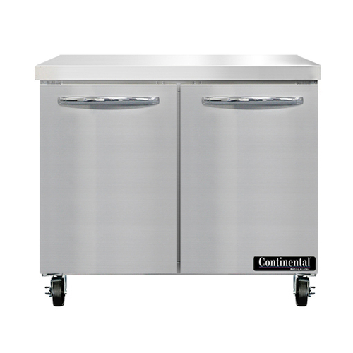 Continental Refrigerator SW36N Work Top Refrigerator 36W 10.3 cu ft capacity stainless steel flat top two-section