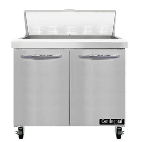 Continental Refrigerator SW36N10 Sandwich Unit 36W 10.3 cu ft capacity two-section with 10 pans and cutting board