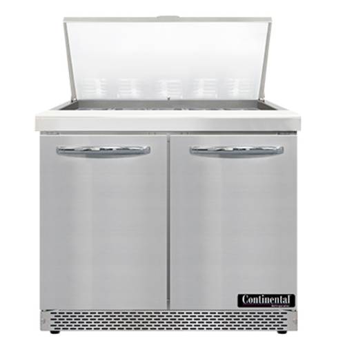 Continental Refrigerator SW36N15M-FB Mighty Top Sandwich Unit 36in W Two Section with Pans and Cutting Board