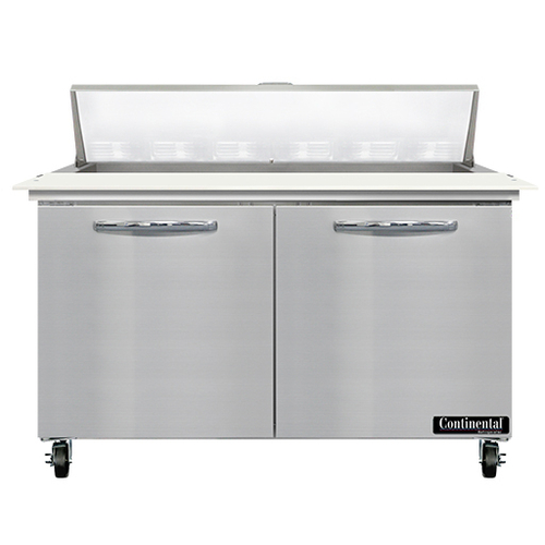 Continental Refrigerator SW48N12C Sandwich Unit 48W 13.4 cu ft capacity two-section with 12 pans and stainless steel top