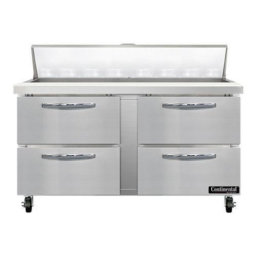 Continental Refrigerator SW60N16-D Sandwich Unit 60W 17 cu ft Capacity Two Section with 16 Pans and 4 Drawers
