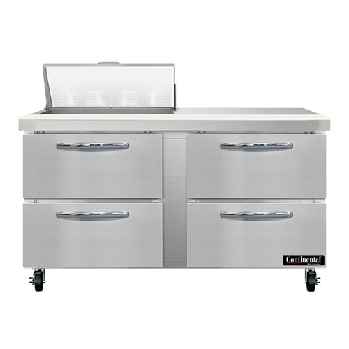Continental Refrigerator SW60N8-D Sandwich Unit 60W 17 cu ft capacity with 8 pans and 4 drawers stainless steel top