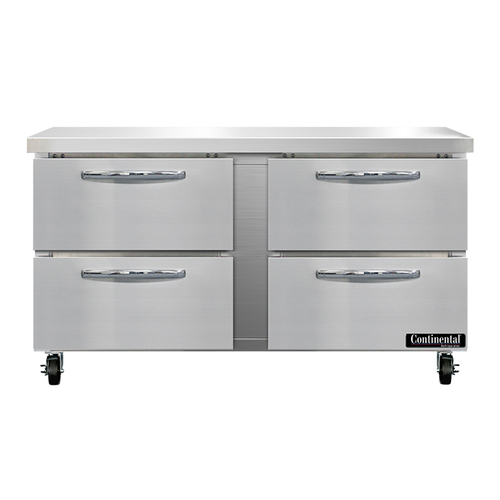 Continental Refrigerator SW60N-D Work Top Refrigerator 60W 17 cu ft Capacity Two Section Stainless Steel Flat Top