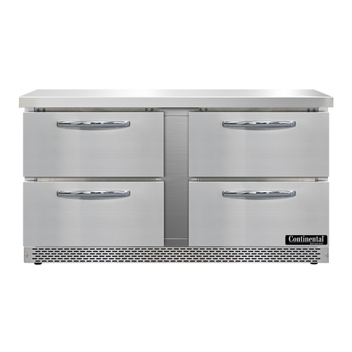 Continental Refrigerator SW60N-FB-D Work Top Refrigerator 60 inch Front Breather 17 cu ft Stainless Steel