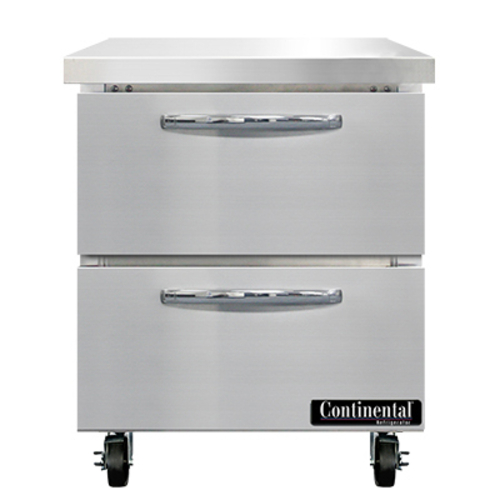 Continental Refrigerator SWF27N-D Work Top Freezer 27 inch 74 cu ft capacity one section stainless steel flat top