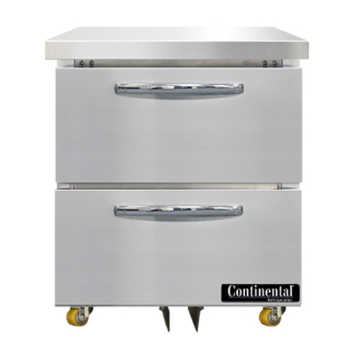 Continental Refrigerator SW27N-U-D Undercounter Refrigerator 27 inch 74 cu ft 2 Drawer Stainless Steel
