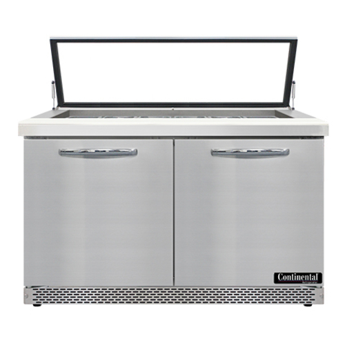 Continental Refrigerator SW48N18M-HGL-FB Mighty Top Sandwich Unit Hinged Glass Lid 48 inch 134 cu ft Capacity