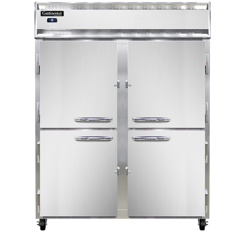Continental Refrigerator 2RESNHD Extra-Wide Reach-In Refrigerator 57W Two-Section Stainless Steel Half-Height Doors